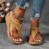 Women's Wedge Flip Flops, Solid Color Slip On Summer Slide Sandals, Casual Outdoor Beach Slide Shoes