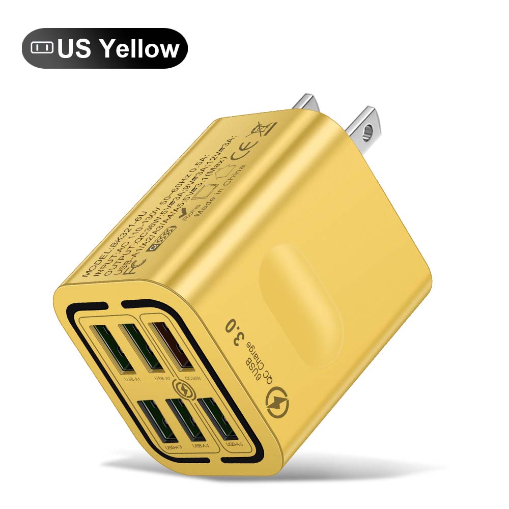 Total 100W 6 Ports USB Charger Fast Charging For iPhone 14 Samsung Xiaomi Mobile Phone Adapter EU US UK Plug