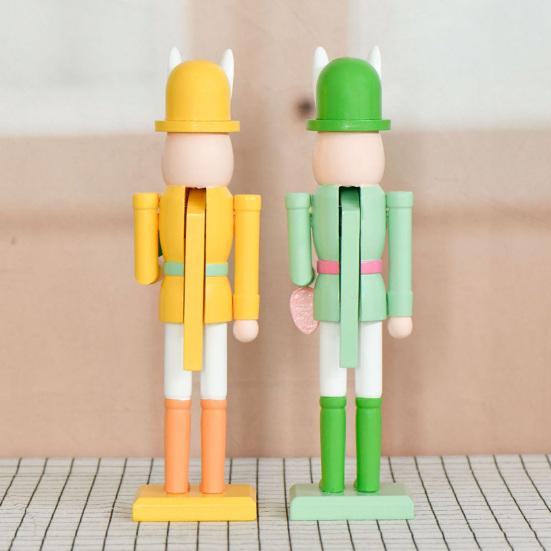 Пасхальный Кролик Щелкунчик Фигурка 12 Дюймов Деревянный Кролик Щелкунчик Украшение для Весеннего Домашнего Стола Полка Декор