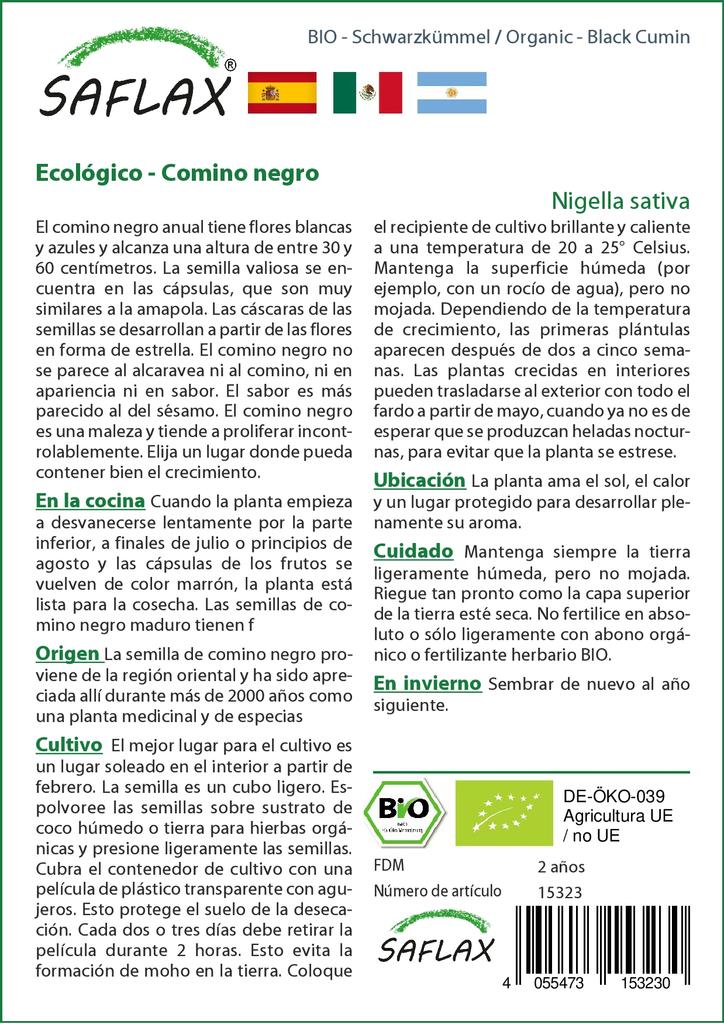 SAFLAX Garden in the Bag - Органический - Черный тмин - 300 семян - С субстратом в подходящем пакете - Nigella sativa