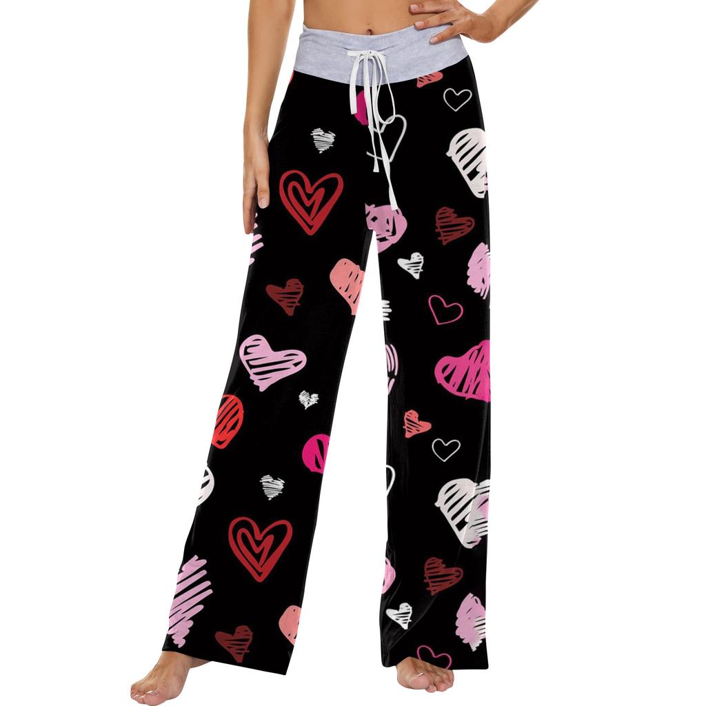 Женские модные повседневные удобные пижамные брюки с принтом и широкими штанинами на шнурке