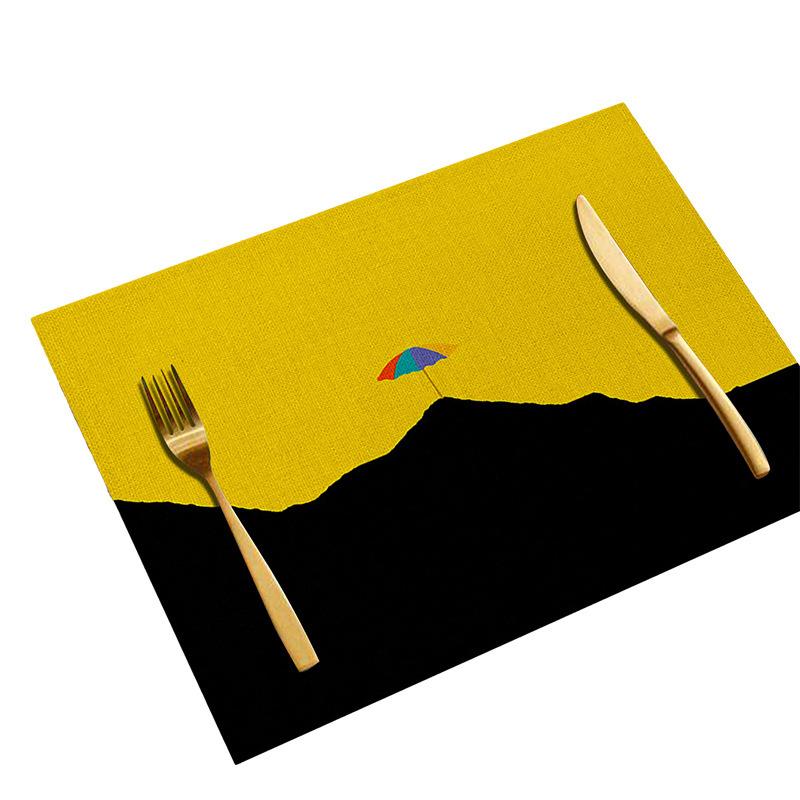 Желтая Минималистичная Подставка под Тарелку Льняная Термоизоляционная Нестираемая Подставка Теплостойкая Посуда Термоизоляционная Скатерть