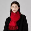 Red 100% Wool Scarf, Simple Autumn and Winter Atmosphere, Scarf, High-end Sense, Versatile Shawl 2025 Gift