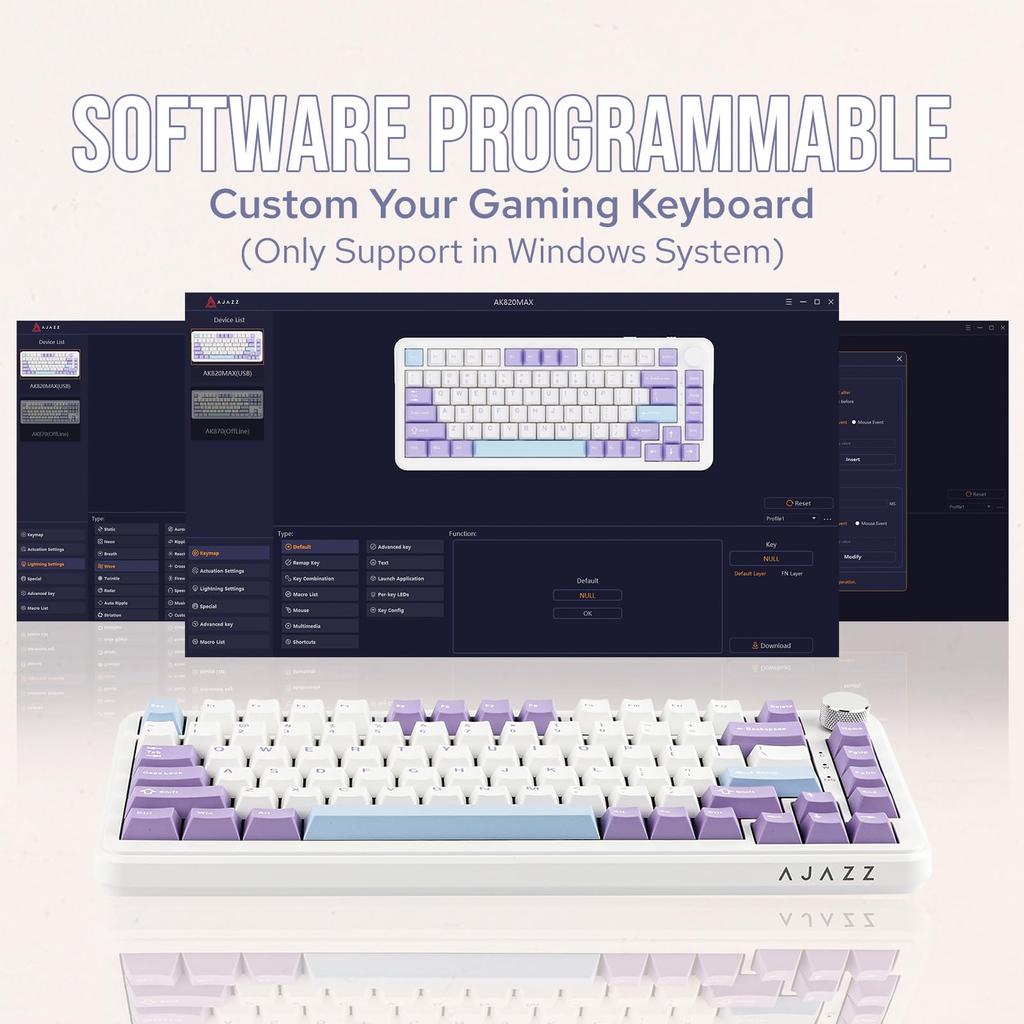 MechLands AJAZZ AK820 MAX HE Rapid Trigger Keyboard Gaming Keyboard Hall Effect Gasket Mechanical Keyboard Adjustable Actuation Magnetic Switch RGB