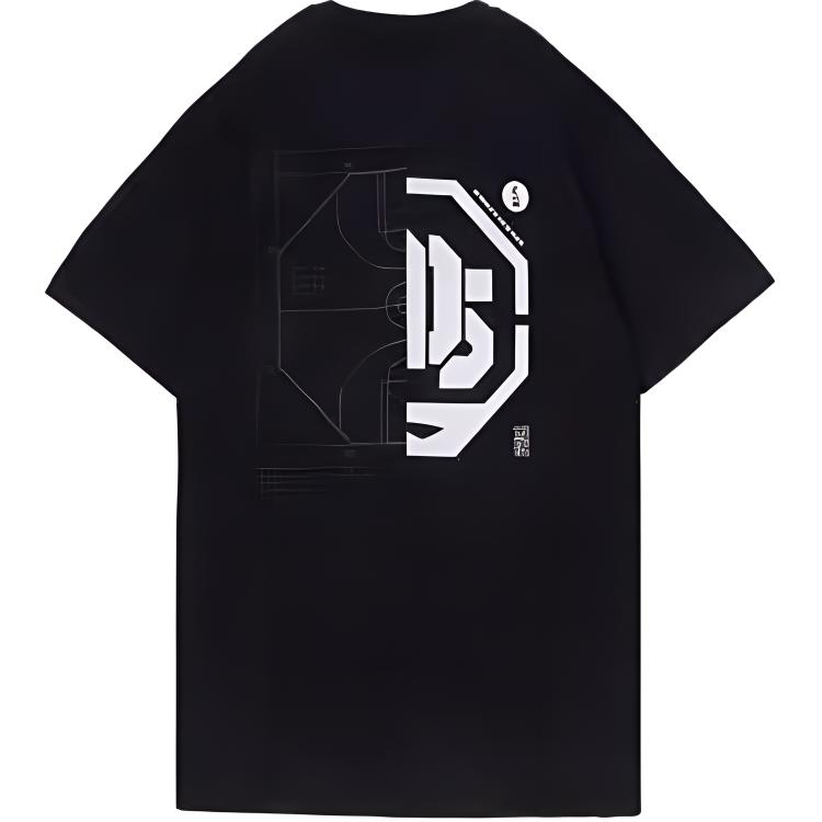 Li-Ning Футболка мужская с коротким рукавом и круглым вырезом, свободного кроя, черная AHSQ229-4