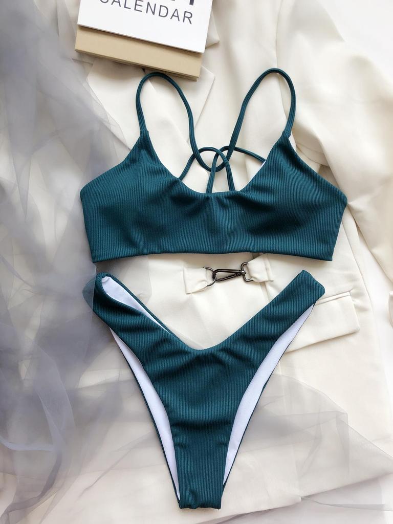 Women's Sexy Back Cross Bikini Two Piece Swimsuit