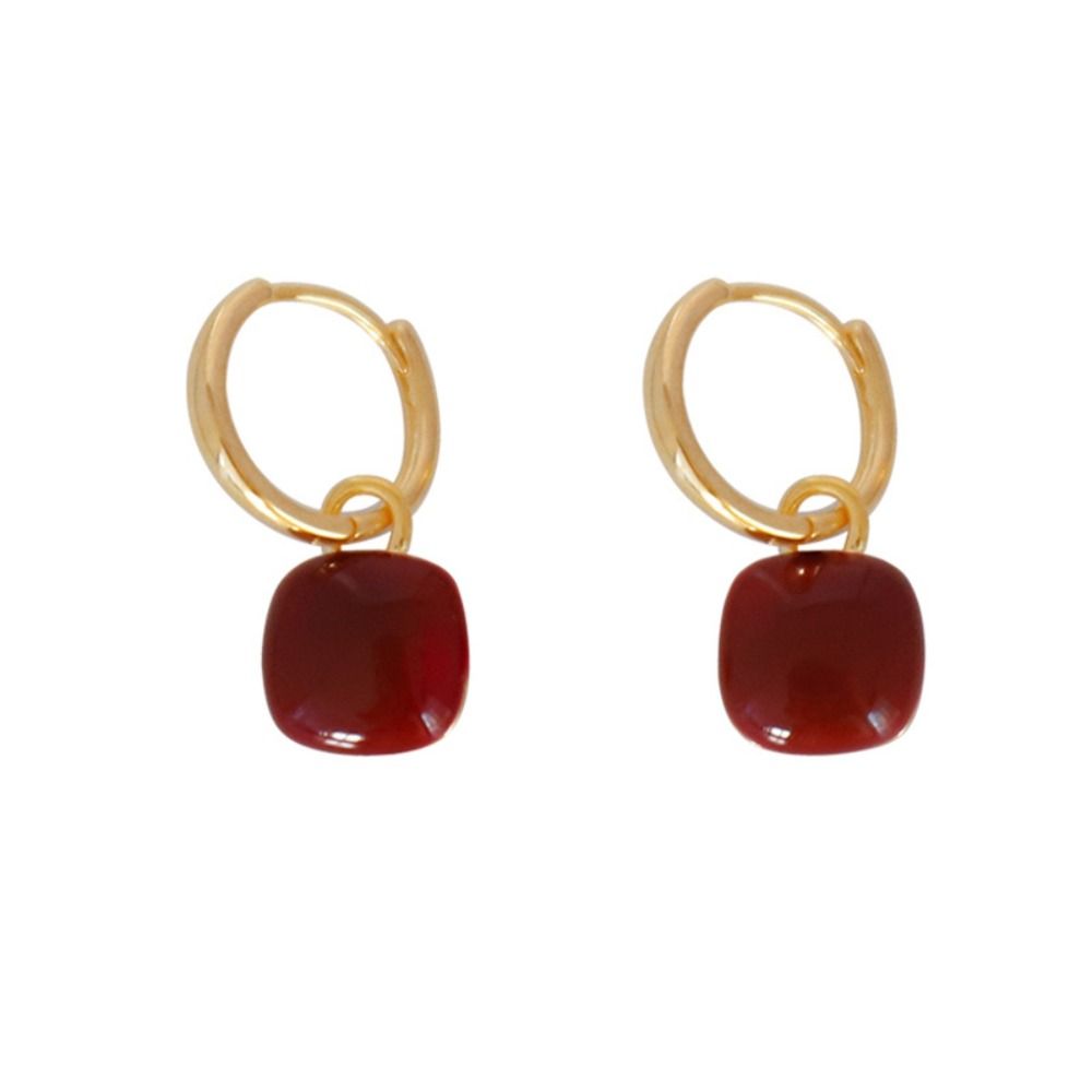 Style Jewelry Accessories Ear Buckle Small Huggie Earrings Women Hoop Earrings Wine Red Earrings