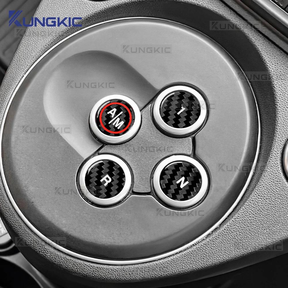 Tricolor Dry Carbon Fiber Sticker For Abarth 595 695 2012-2017 2018 2019 2020 2021 2022 2023 2024 Automatic Gear Shift Button
