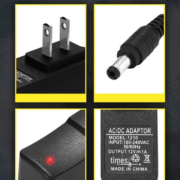 12V 1A Power Adapter for Monitor, ADSL Modem, Router, Set-top Box Charger Cable