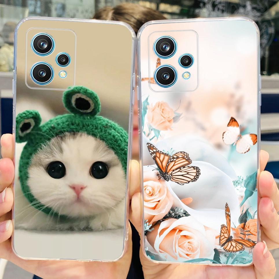 RMX3521 Чехол для телефона Realme 9 4G Задняя крышка С узором Сердце Любовь для пары Защита камеры Бампер Для Realme9 Мягкий силиконовый чехол