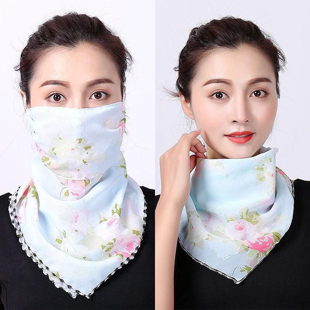 (SU)Женская повседневная солнцезащитная маска, шарф для шеи, маска, шифоновая тонкая маска с принтом, шарф