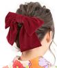 Soubien Hair Ornament for Ceremonies and Red Solid Velvet Suitable for Both Japanese and Western Hair Made In Japan Coming-of-Age Graduations, Ribbon,