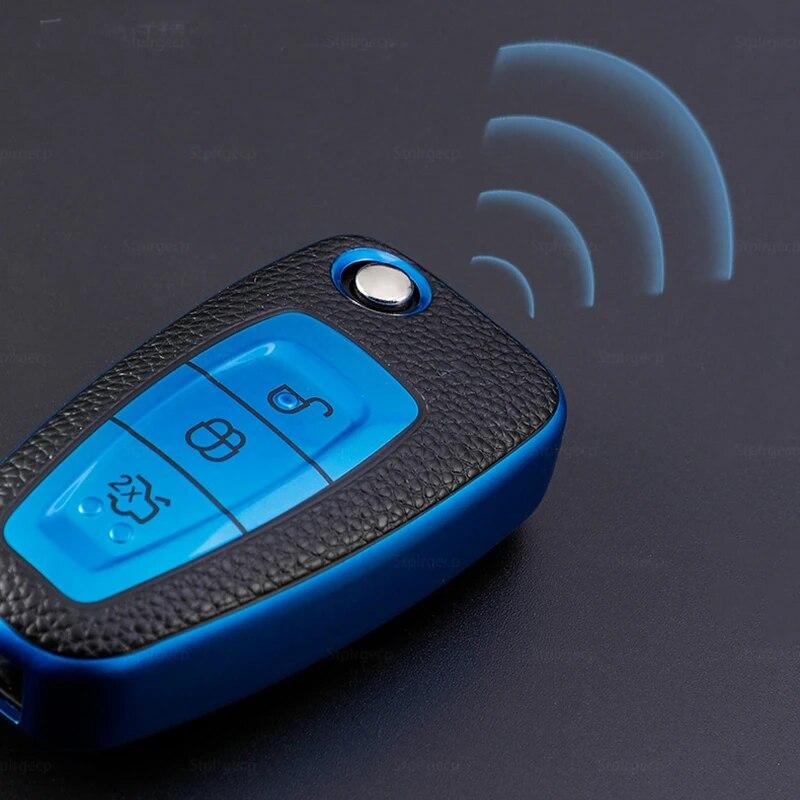 Кожаный чехол для автомобильного ключа из ТПУ, чехол-держатель для Ford Ranger C-Max S-Max Focus Galaxy Mondeo Transit Tourneo Custom Ranger