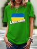 2024 New Women's Printed Ukraine Flag Short-sleeved Support Ukrainian Round Neck Short-sleeved 3D T-shirt