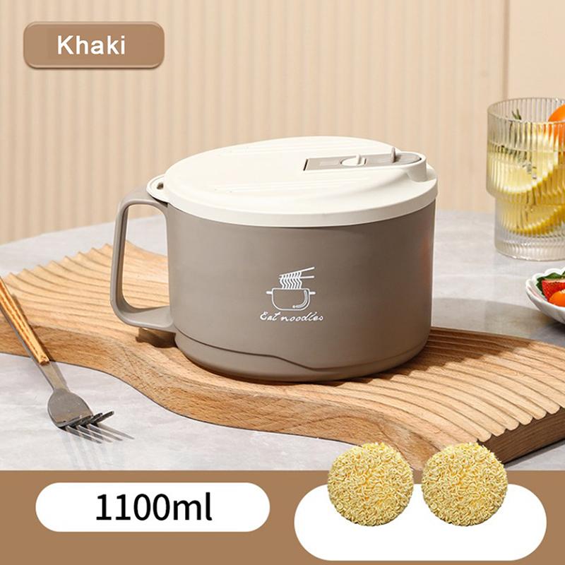 Миска из вспененной нержавеющей стали 304, большая емкость, двухслойная, антиожоговая, ланч-бокс с посудой/крышкой, может сливать миска для рамэна