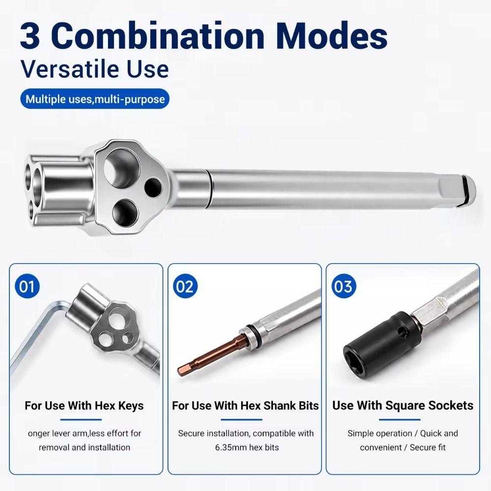 Torque Amplifier Hexagonal Bit Adapter Heavy Duty Wrench Extension Bar Furniture Installation