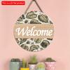 2D плоский 20*20 см 1 шт. деревенский и нежный принт с листьями, приветственный знак, круглые деревянные подвесные художественные таблички, простой стиль дверной знак для весеннего домашнего декора, качество