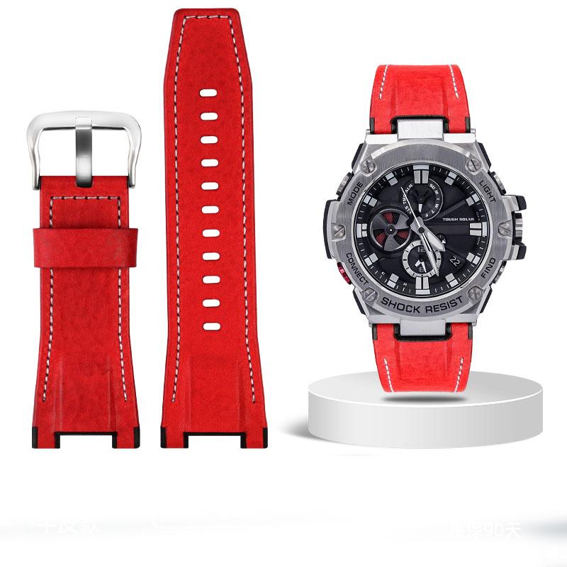 Для часов Casio GST-S100G S110 S130L W100G W110 210B 400G Ремешок для часов холщовый Браслет 26*14 мм Мужской мягкая коровья кожа Кожаный ремешок для часов