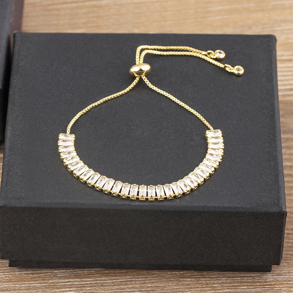 Nidin New Fashion Multicolor Crystal Zircon Chain Bracelets For Women Female Elegant Aesthetic Adjustable Jewelry Gift Wholesale