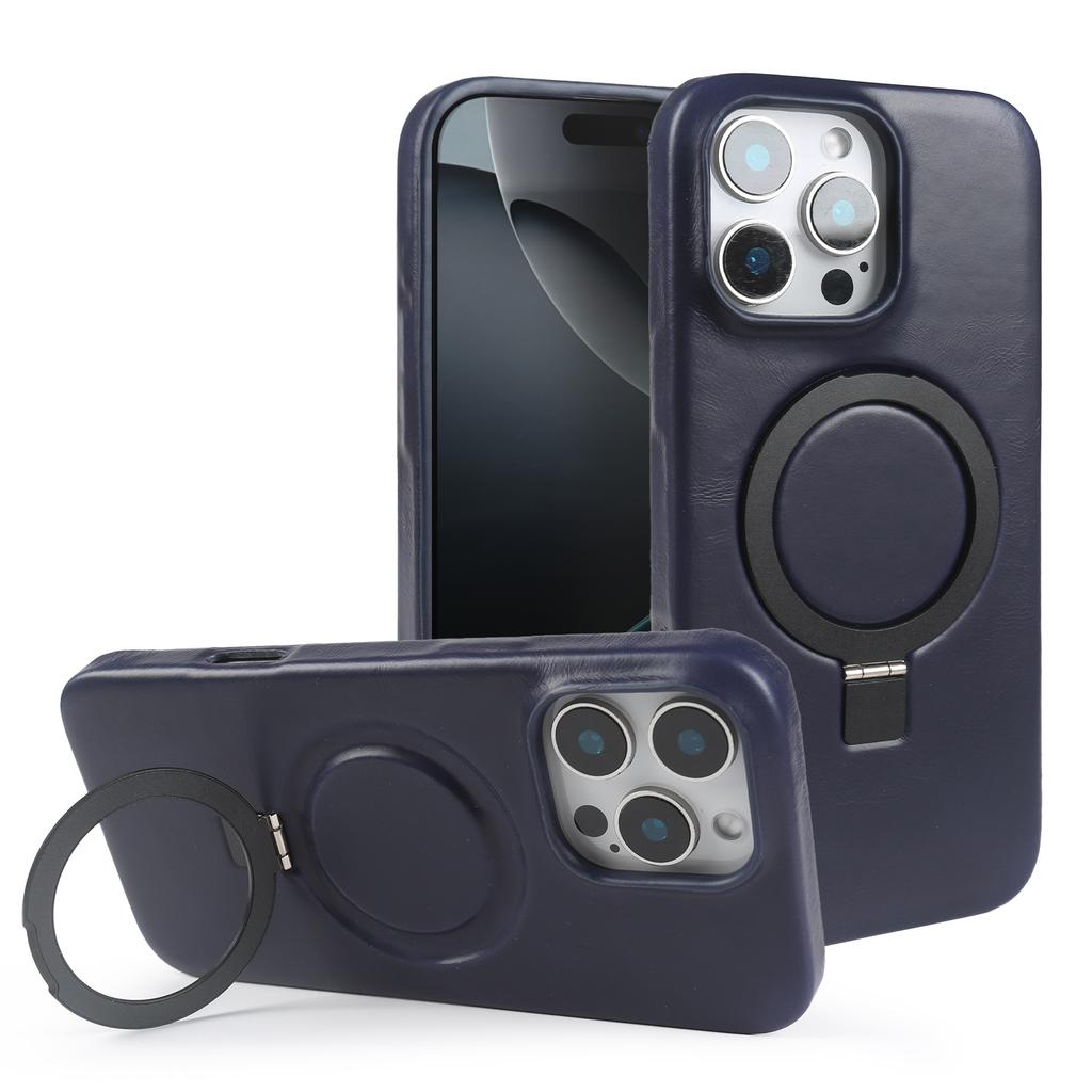Чехол из натуральной кожи с подставкой для iPhone 16 Pro Max 16e 15pro 14 13 12 11, полностью закрывающий телефон, крышка + магнитный держатель