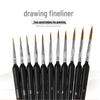 Набор кистей для подводки с треугольной ручкой из шерсти волка - 11 штук, ультратонкие нейлоновые кисти для акварели и контуров