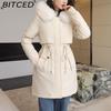 BITCED Winter Parka - Women's Relaxed-Fit Mid-Length Cotton Coat with Large Fur Collar