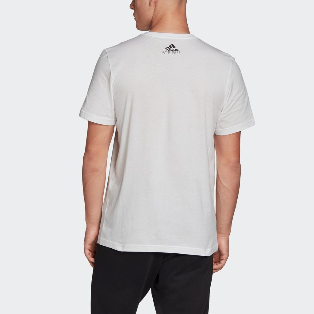 Adidas Спортивная футболка с круглым вырезом и коротким рукавом с принтом Doodle, мужские топы, белые FN1715