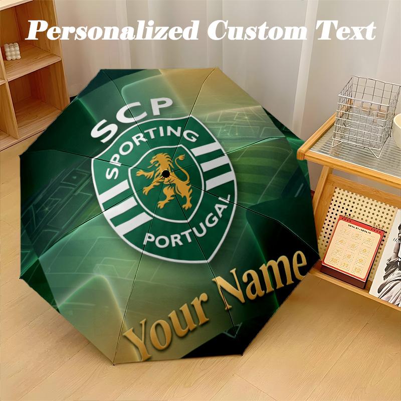 8 Rib Auto Folding Umbrella Sporting CP Print Custom Name Text Portable Rain Gear