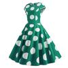Женское платье с круглым вырезом и коротким рукавом, облегающее винтажное вечернее платье миди с высокой талией и круглым вырезом на талии в горошек