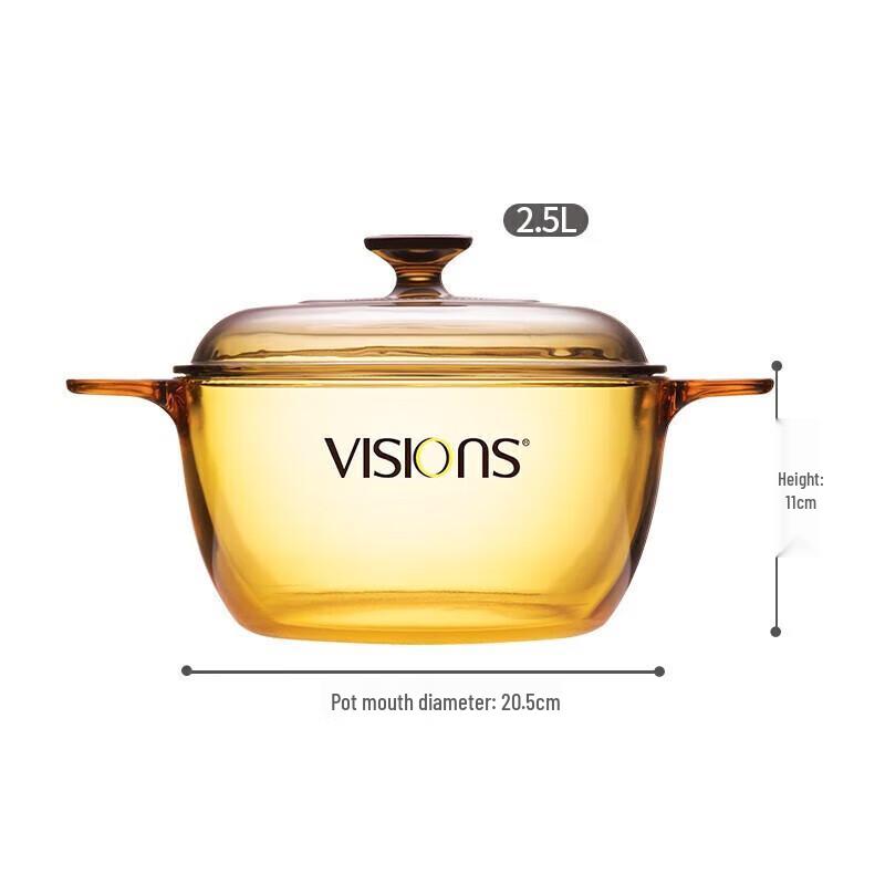 Corning VISIONS 2.5L Transparent Glass Cookpot