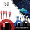 Авто Горячий 2025 Авто 3 в 1 Type C Lightning Micro USB Кабель Быстрой Зарядки Стиль Для Honda Civic XR-V HR-V City Accord Odyssey Spi