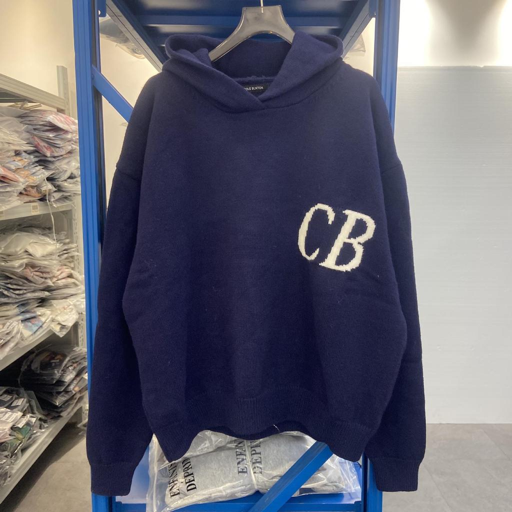 Унисекс Минималистичная Худи Cole Buxton с Жаккардовым Узором из Ниток с Буквами CB - Осенне-Зимний Свободный Повседневный Пуловер