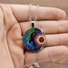 Fashion Sun Moon Pattern Glass Alloy Pendant Necklace for Men Women