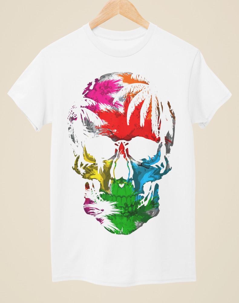 Neon Skull & Palm Trees - Tattoo Inspired Unisex White T-Shirt Unisex T-Shirt