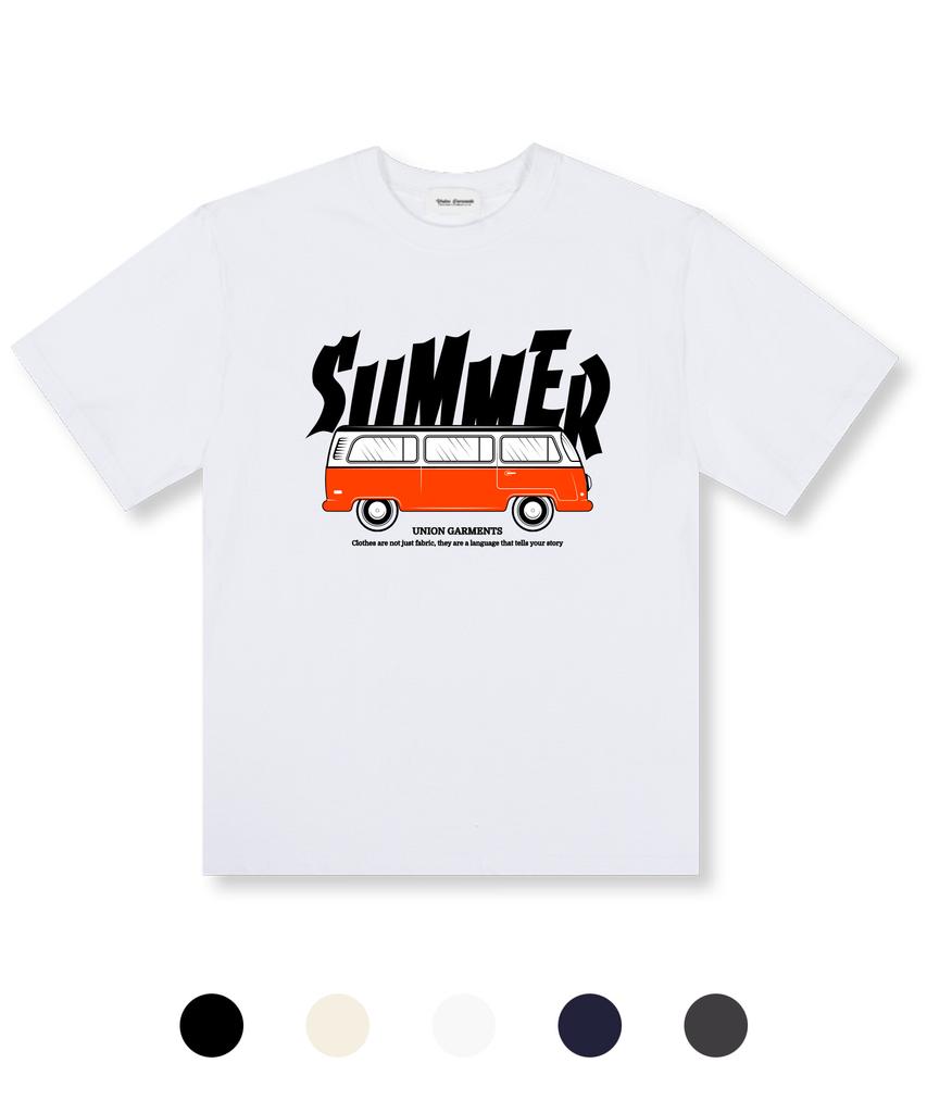 UNION GARMENTS Летняя оверсайз футболка с коротким рукавом Bus 5 цветов