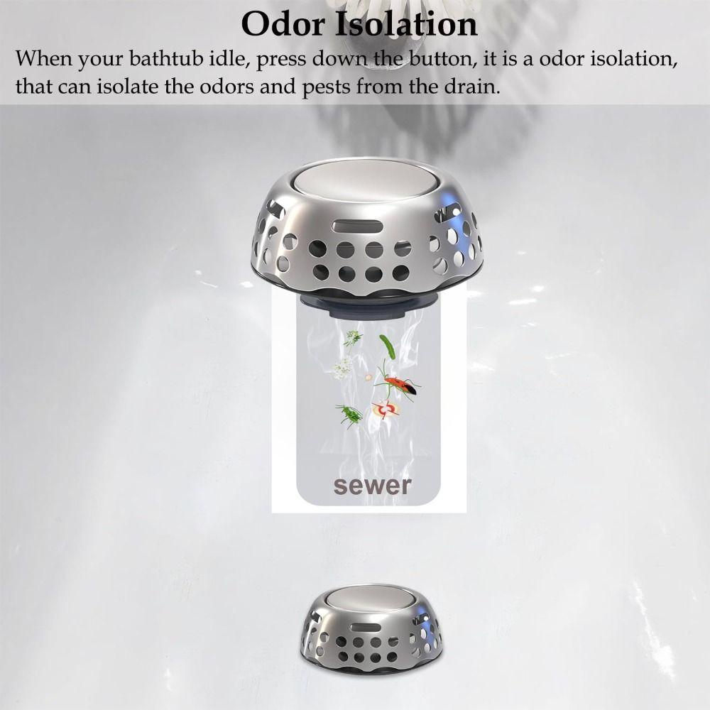 Stainless Steel Pop Up Sink Strainer Anti-Odor Bathtub Drain Stoppe Bathtub Plug