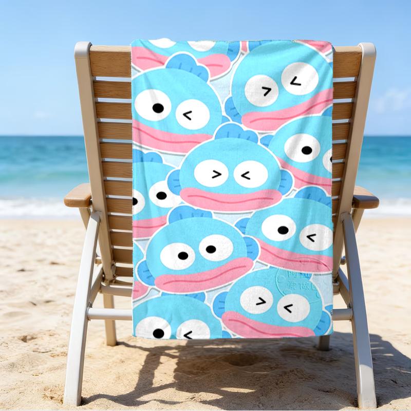 proof beach towel with a Sanrio Clownfish Handun pattern - soft,absorbent,quick-drying,machine washable - perfect for swimming,camping,bathing
