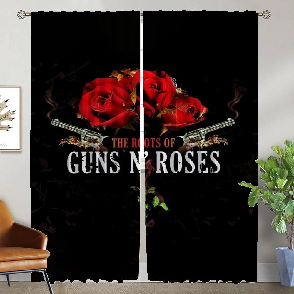 Антимоскитные шторы Гостиная Guns Nroses Перегородка Хэллоуин Декоративная панель шторы Затеняющие Детская Полиэстер Идеально для гостиной
