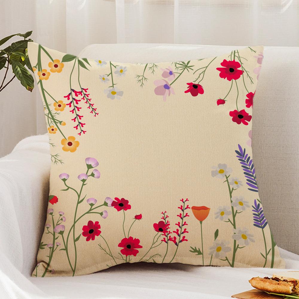 Чехол на подушку 'Весенние полевые цветы' Премиум-комфорт Двусторонний чехол для подушки - Двойное использование для дома и автомобиля