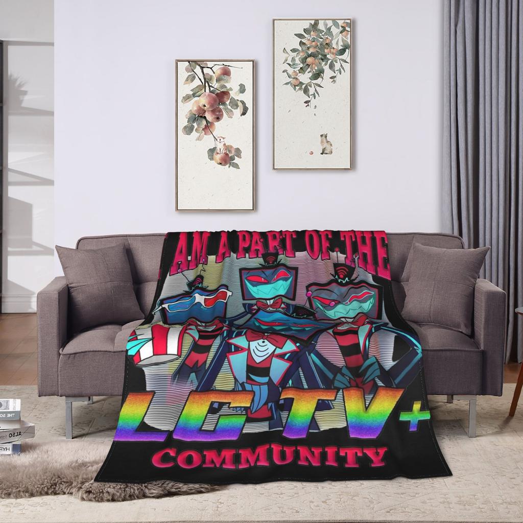 Hazbins Hotels Alastor and Lucifer Blanket Coral Fleece Plush Summer Demon Super Warm Throw Blankets for Sofa Car Rug Piece