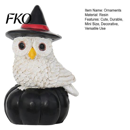 Small Party Decorations Cute Halloween Resin Sculpture, Table Decorations, Mini Adorable Owl Bat Figurines Pumpkin Ghost Decor for Home