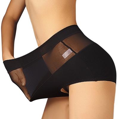 Женские трусы, дышащие трусы с высокой талией и высокой талией, женские трусы с подъемом бедер, высокоэластичное нижнее белье больших размеров с сетчатой ​​строчкой