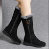 Winter Versatile Snow Boots for Women Thick Midsole Sloping Heel Anti Slip  Warm Side Zipper Comfortable Women's Cotton Boots