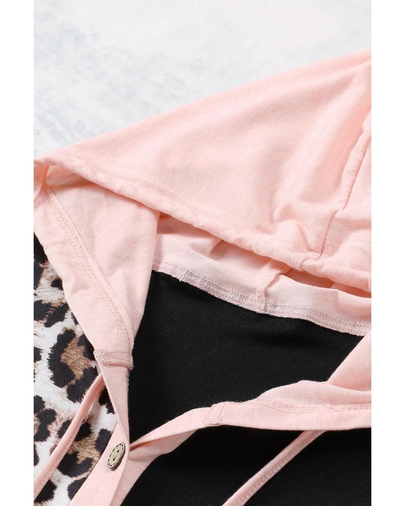 Azura Exchange Толстовка с капюшоном в стиле пэчворк с леопардовым принтом