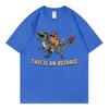 This Is An Outrage Funny Cat Riding Dinosaur Meme Tshirt Fashion Cartoon Short Sleeve Tshirts Unisex Unisex Casual Loose T Shirt