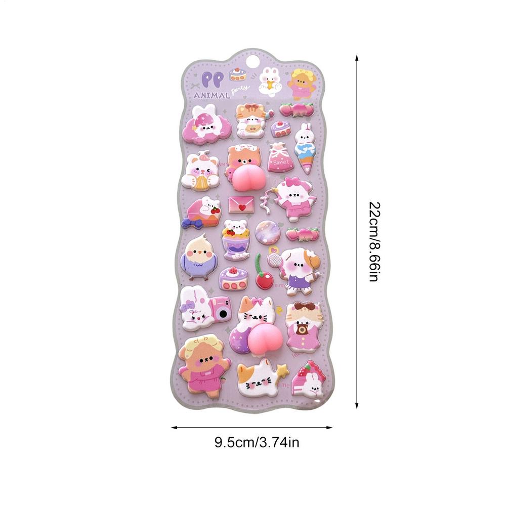 Phone Case Stickers Kids 3D Stickers Self-adhesive Animal Cute Toys Bear Craft Toys For Diary Scrapbook Pencil Case Tablet Etc