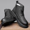 Men's Winter Fur Lined Snow Boots Outdoor Anti Slip Ankle Boots Casual Warm High Top Shoes for Men Lace-Up Fleece Lined Sports Leather Booties