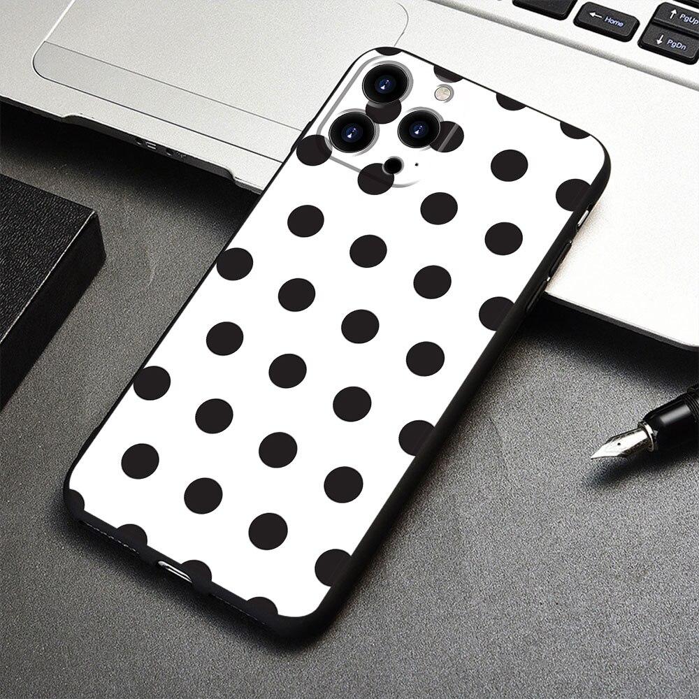 Для iPhone 7 12 14 8 Plus XR 13 Pro Max X 11 XS 5 6S 6 SE2022 5S SE2 Mini смартфон черный и белый горошек чехол для телефона