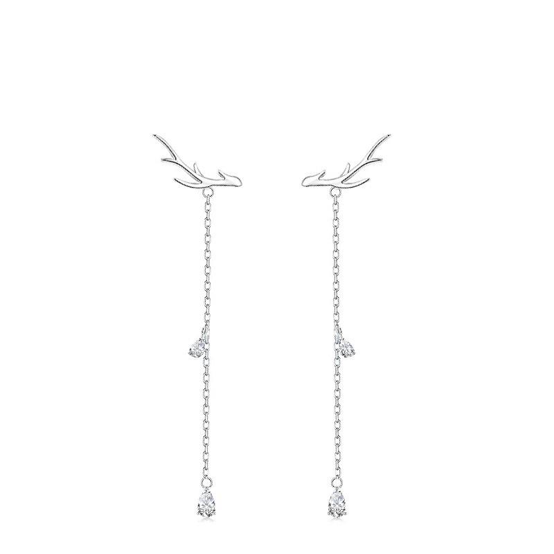 Серьги-кисточки Higu из стерлингового серебра S925 с рогами оленя: Рождественские серьги-гвоздики с подвесками для женщин, стиль Мори