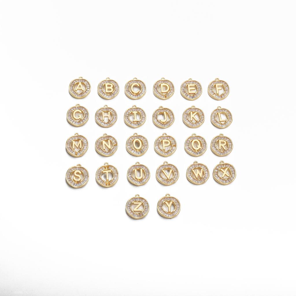Copper Zirconium Inlaid 26 Letter Pendant For DIY Jewelry Making Craft Accessories